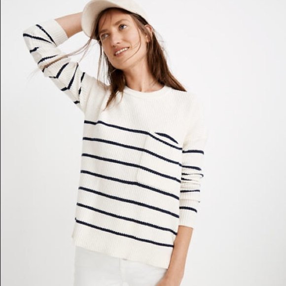 Madewell Thompson Pocket Striped Pullover Sweater - Picture 2 of 15